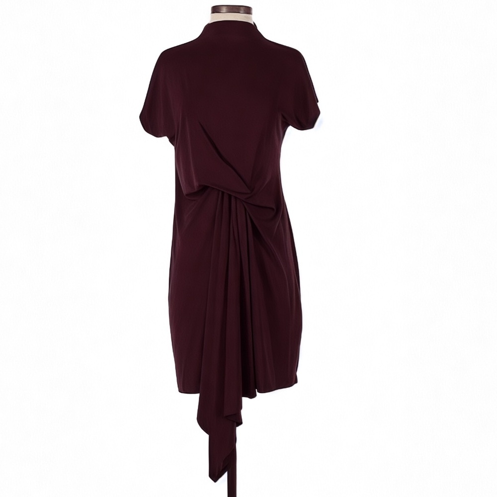 [NWT] Express Maroon Draped Mock Neck Midi Shift Dress Size S